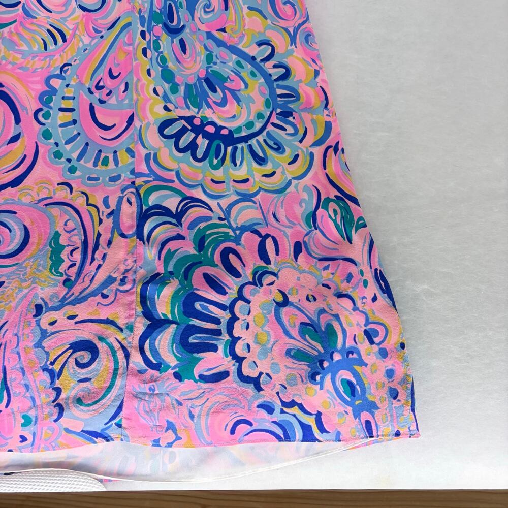 Lilly Pulitzer Spaghetti Strap Mini Slip Dress Size L Pink Blue Abstract Print - Picture 13 of 14